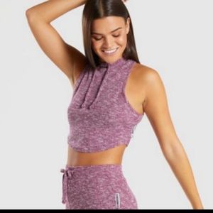 Gymshark Set Slounge Leggings plus cropped hoodie plum